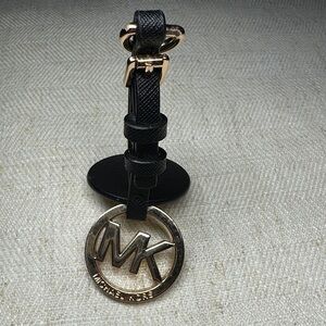 Michael Kors Black Leather and Gold Logo Key Holder